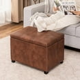 thumbnail image 3 of Joveco 24" Leather Storage Ottoman Bench, Rectangle Foot Rest Stool for Living Room, Bedroom, Entryway, Coffee, 3 of 14