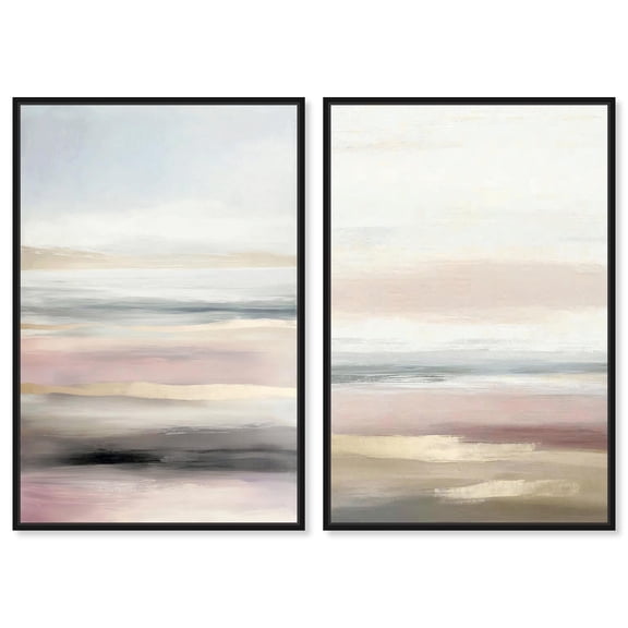 Dreamy Tones Set Canvas Set of 2 Minimal Abstract by Art Remedy, Black Frame, 10 x 15