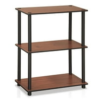 Maklaine Turn-N-Tube Wood 3-Tier Compact Shelf Display Rack in Dark Cherry/Black
