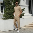 thumbnail image 2 of AZPSRT Mens Two Piece Outfit Casual Tracksuit Set Comfortable Lounge Sweat Suit Khaki Brown Size S, 2 of 4