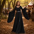 thumbnail image 5 of Medieval Dress, Halloween Costume, Bat Sleeve Dress, Medieval Dress Halloween Costume Bat Sleeve Gothic Dress Long Dress for Cosplay Party Themed Celebration Carnival and Holiday Photo Sessions, 5 of 6