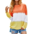 thumbnail image 4 of Women Gradient Round Neck Colorblock Casual Long Sleeve Sweatshirts, 4 of 5