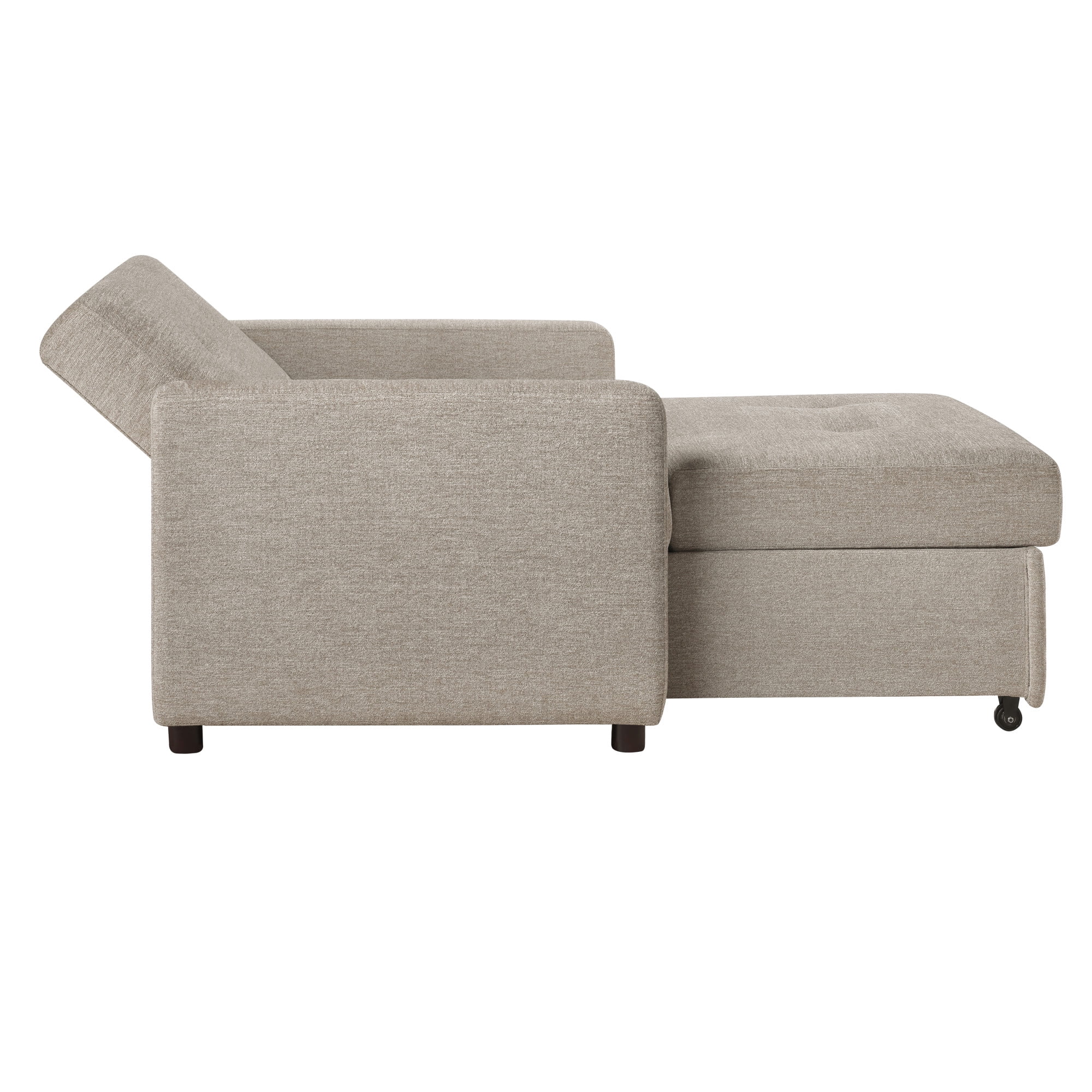 Steve Silver Noah Convertible Upholstered Sleeper Chair with Pleated Back and Seat, Tan