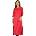thumbnail image 1 of Bimba Kurta Kurti Droite en Rayonne pour Femmes, Manches 3/4, Blouse Décontractée d'Été, 1 of 8