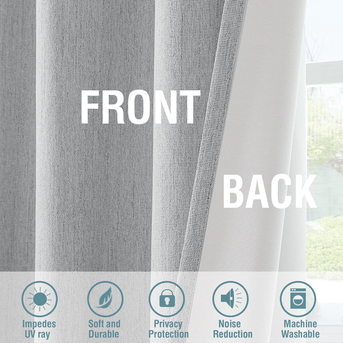 H.VERSAILTEX 100% Blackout Curtain Linen Textured Chenille Grommet Thermal Curtains for Bedroom Light-Blocking (2 Panels, 52" x 108", Glacier Gray)