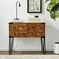 thumbnail image 6 of eHemco Antique Metal Legs Storage Console Table with 8 Drawers, Antique Walnut, 6 of 8