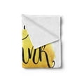 thumbnail image 2 of Thank You Soft Flannel Fleece Throw Blanket, Golden Yellow Tone Round Paint Backdrop with Cursive Wording, Cozy Plush for Indoor and Outdoor Use, 50" x 70", Mustard Caramel, by Ambesonne, 2 of 5
