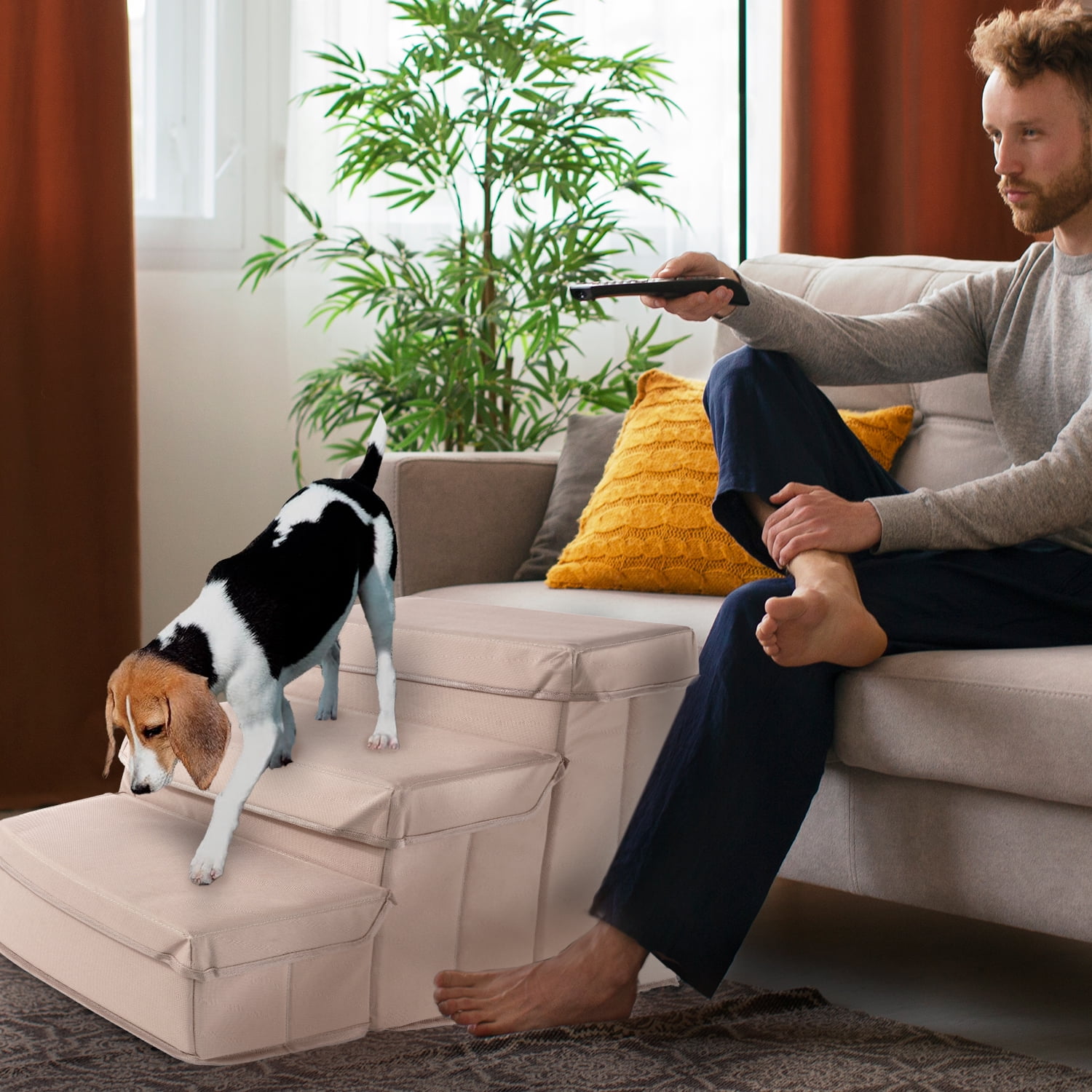 Precious Tails 3-Step Storage Foldable Cat Dog Pet Steps