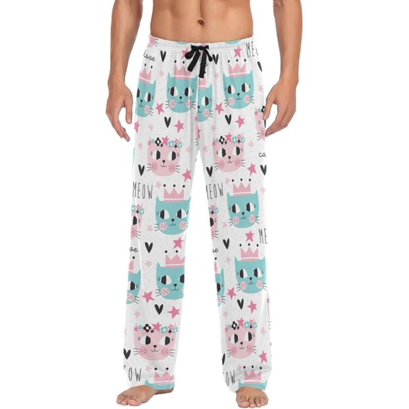 GZHJMY Cat Pajama Pants for Men, Lounge Pants Lightweight Men Pajama Bottoms with Drawstring Pockets, Christmas New Year Birthday Gifts, X-Large