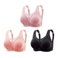 thumbnail image 2 of GERsome Plus Size Supportive Bras for Women Full Coverage Womens Bras Comfortable Wireless Bras Mesh Breathable Everyday Bras Pack of 3 Assorted Color Black/Pink/Hot Pink XXXL, 2 of 9