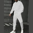 thumbnail image 5 of Yusimy Men's Solid Color 2-Piece Button-Down Athletic Set Jacquard Loose Pocket Drawstring Pants Long Sleeve Casual, 5 of 6