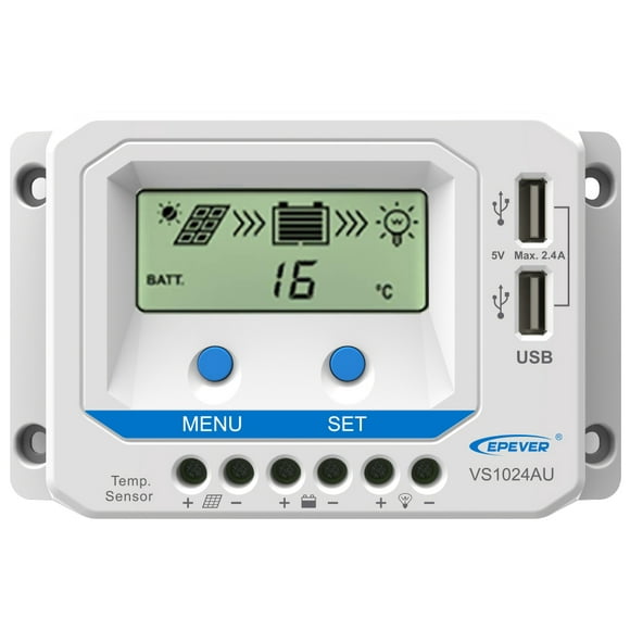 ViewStar-AU Série 10A PWM Solaire Controller pour le Système de Panneau Solaire /24V LCD Affichage Régulateur Solaire à la Terre Négatif pour la Batterie au Lithium Inondée