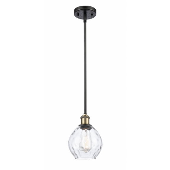 516-1S-BAB-G362 Innovations Lighting Waverly - 1 Light Stem Hung Mini Pendant In Industrial Style-9 Inches Tall and 6 Inches Wide-Black Antique Brass