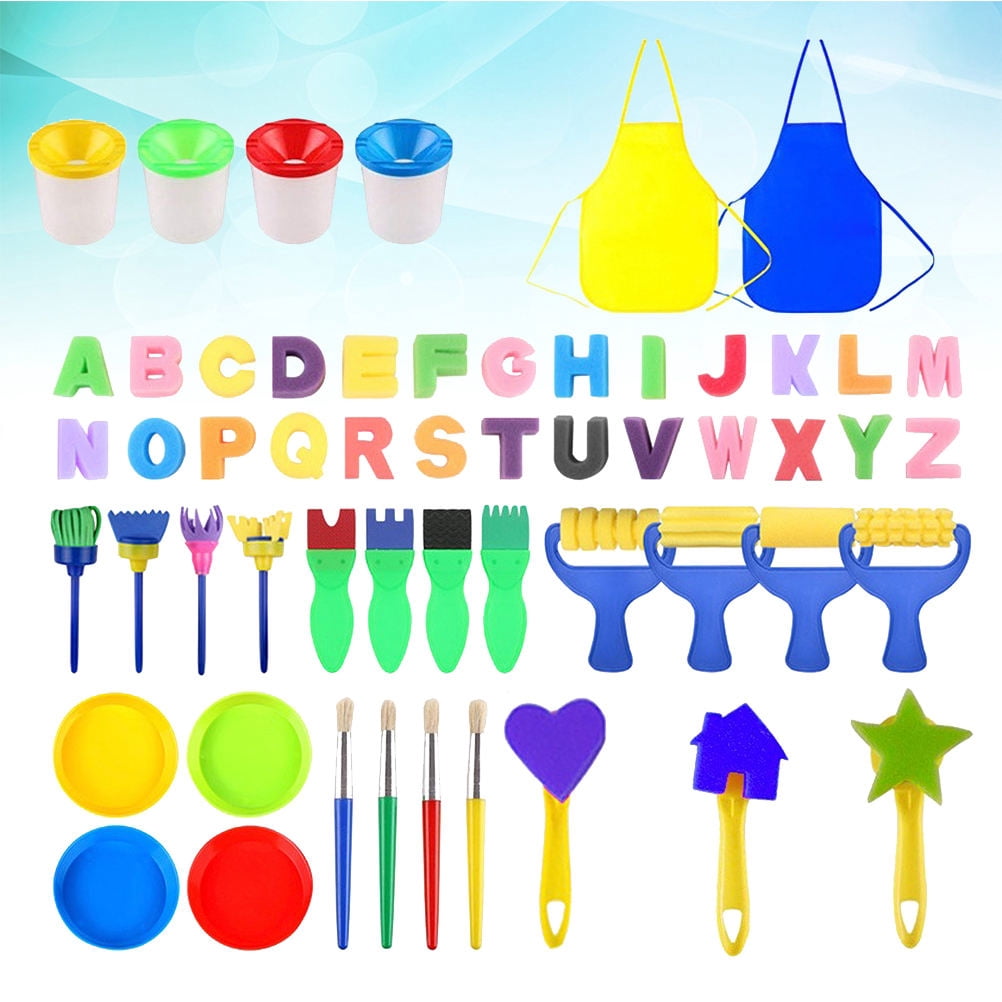 KHBUAB 55Pcs Art Painting Sponge Brush with Strong Handle Assorted