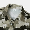 thumbnail image 4 of Camisas De Vestir Para Hombre Azul Camisa de solapa de manga corta con estampado suelto de moda de verano para hombre (Brown, M), 4 of 7