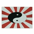 thumbnail image 1 of Ying Yang Cutting Board, Traditional Themed Ying Yang on Chinese Rising Sun Burst Pattern Print, Decorative Tempered Glass Cutting and Serving Board, Small Size, Black White Red, by Ambesonne, 1 of 1
