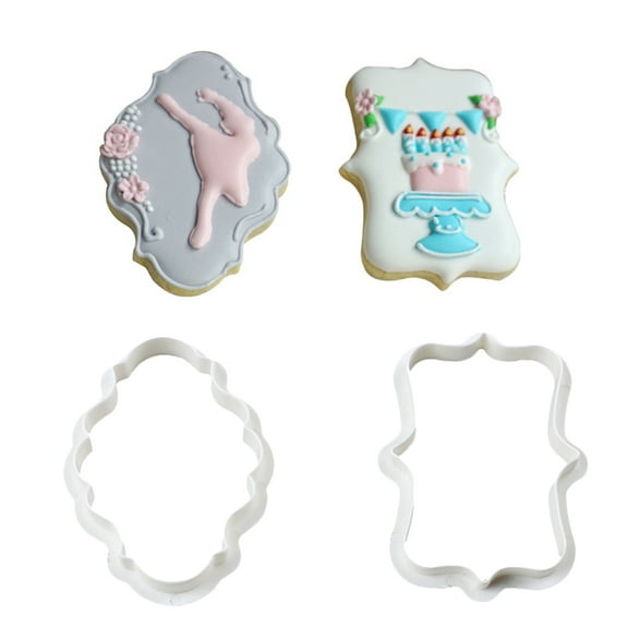 HONITANO 8Pcs Plaque Frame Cookie Cutters White Plastic For Baking Cutting Shapes Diy Crafts Fondant Cakes