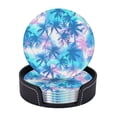 thumbnail image 2 of PAYOHTO Palm Tropical Pattern Exotic Premium PU Leather Coasters Set - 6 Stylish Round Drink Coasters with Storage Box for Home and Office Use, 2 of 6