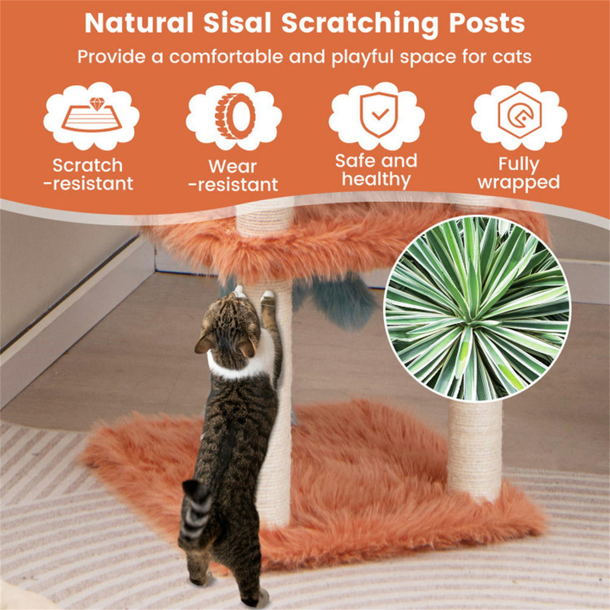 Kadyn 34" Cute Monster-Themed Cat Tree Tower with Private Cat Condos for Small Place, Blue+Orange