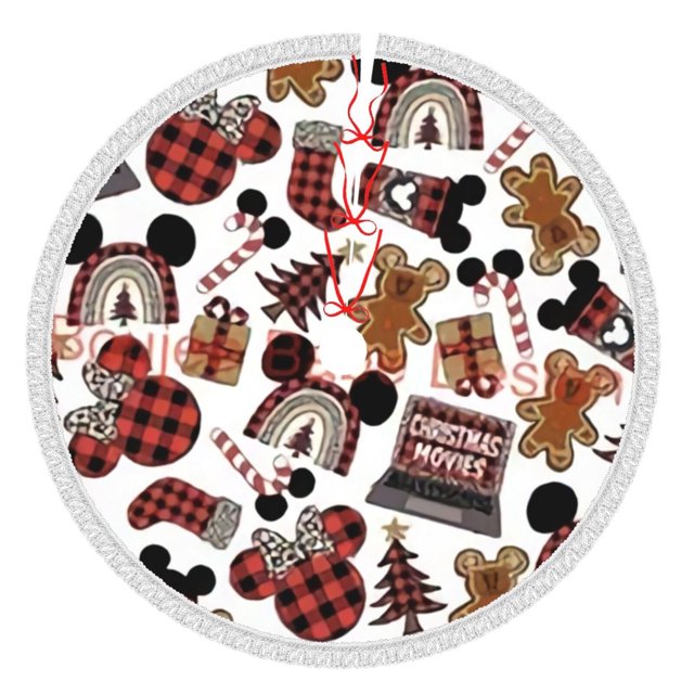 Faldas para árbol de Navidad de Mickey Mouse de 36 pulgadas, tapete para árbol de Navidad para fiestas de invierno, falda para árbol de Navidad para decoraciones navideñas rústicas