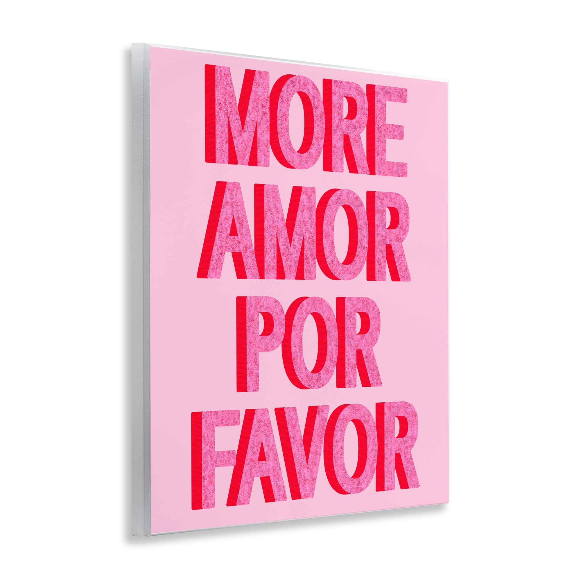 Stupell Industries Pink More Amor Typography Painting Unframed Art Print Wall Art, 11 x 14