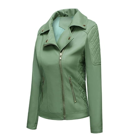 

Zedker Coats for Women Fashion Fall Jackets for Women Trendy Dressy Women Fashion Solid Zipper Leather Tops Cardigan With Pocket Short Coat Jacket