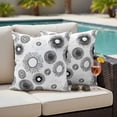 thumbnail image 4 of Geometric Black Outdoor Waterproof Pillow Covers, Abstract Grey White Boho Circle Dot Decorative Square Throw Pillowcase Sofa Cushion Sham for Patio/Couch/Chair, 18"x18" 2 Pack, 4 of 8
