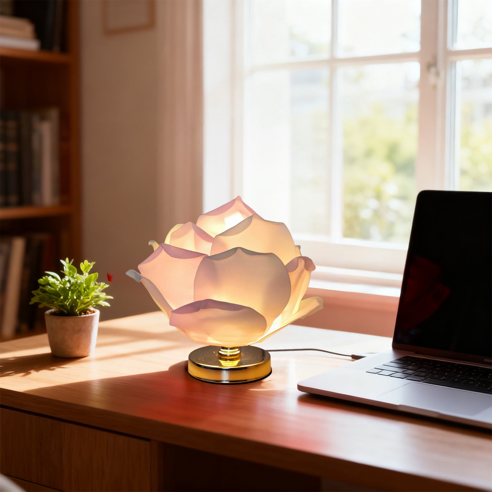 Large Rose Table Lamp with Dimmable USB Light, Adjustable Brightness Bedside Lamp, Atmosphere Lamp for Bedroom Decor, Valentine's Day Gift Idea, Home Decoration Accent Lamp, for Reading and Ambiance