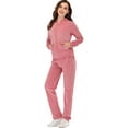 thumbnail image 3 of LELINTA Women's 2 Piece/ Set Solid Velvet Tracksuit Set Full Zip-up Hooded Sweatshirts & Pants Set, Pink/ Light Purple, S-2XL, 3 of 6