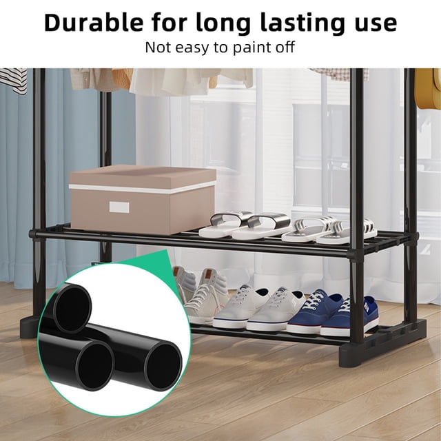 Clothes hangers,2 Tier Bedroom With Shelves Adjustable Clothes With Shelves With Wheels 2 Portable Metal With Rod Clothes With Adjustable And Portable And Portable Metal Wheels 2 Tier Siuke