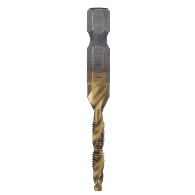 Brocas para taladro, vástago hexagonal, tornillo métrico recubierto de titanio, broca para roscar combinada para madera M4