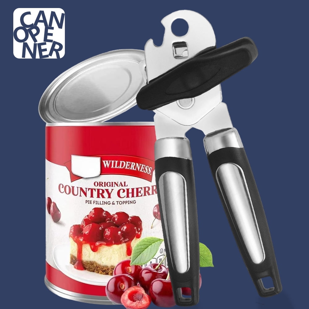 Stainless Steel 3-in-1 Can Opener - Multifunctional Kitchen Tool for Effortless Opening of Cans, Lids, and Bottles