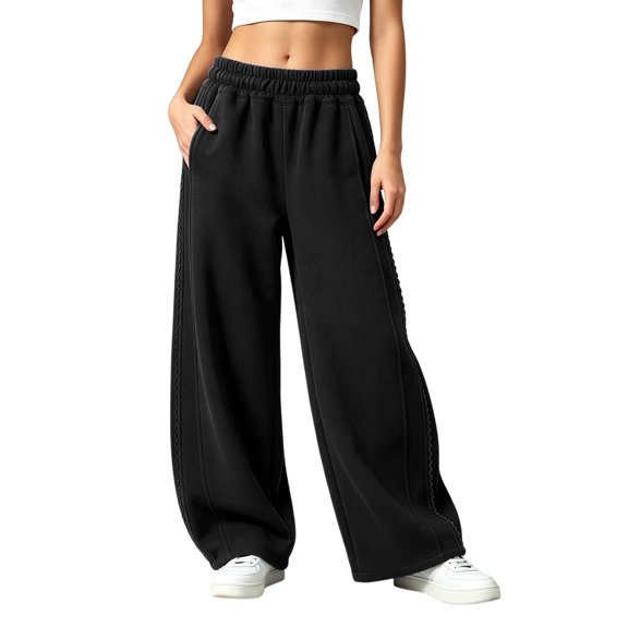 Mnyotv Girls Wide Leg Pants High Waisted Baggy Trousers Lightweight Sweatpants with Pockets for Girl Size 10-11 Years