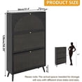 thumbnail image 2 of Fsbecl Freestanding Narrow Shoe Cabinet with 3 Flip Drawers for Entryway, Black, 2 of 8