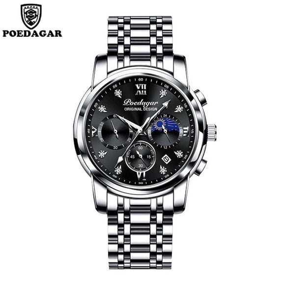 POEDAGAR Men Watches New Fashion Leather Waterproof Luminous Luxury Mens Quartz Wristwatch