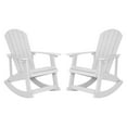 thumbnail image 2 of Emma + Oliver Set of 2 Classic All-Weather Poly Resin Rocking Adirondack Chairs in White with Stainless Steel Hardware for Year Round Use, 2 of 11