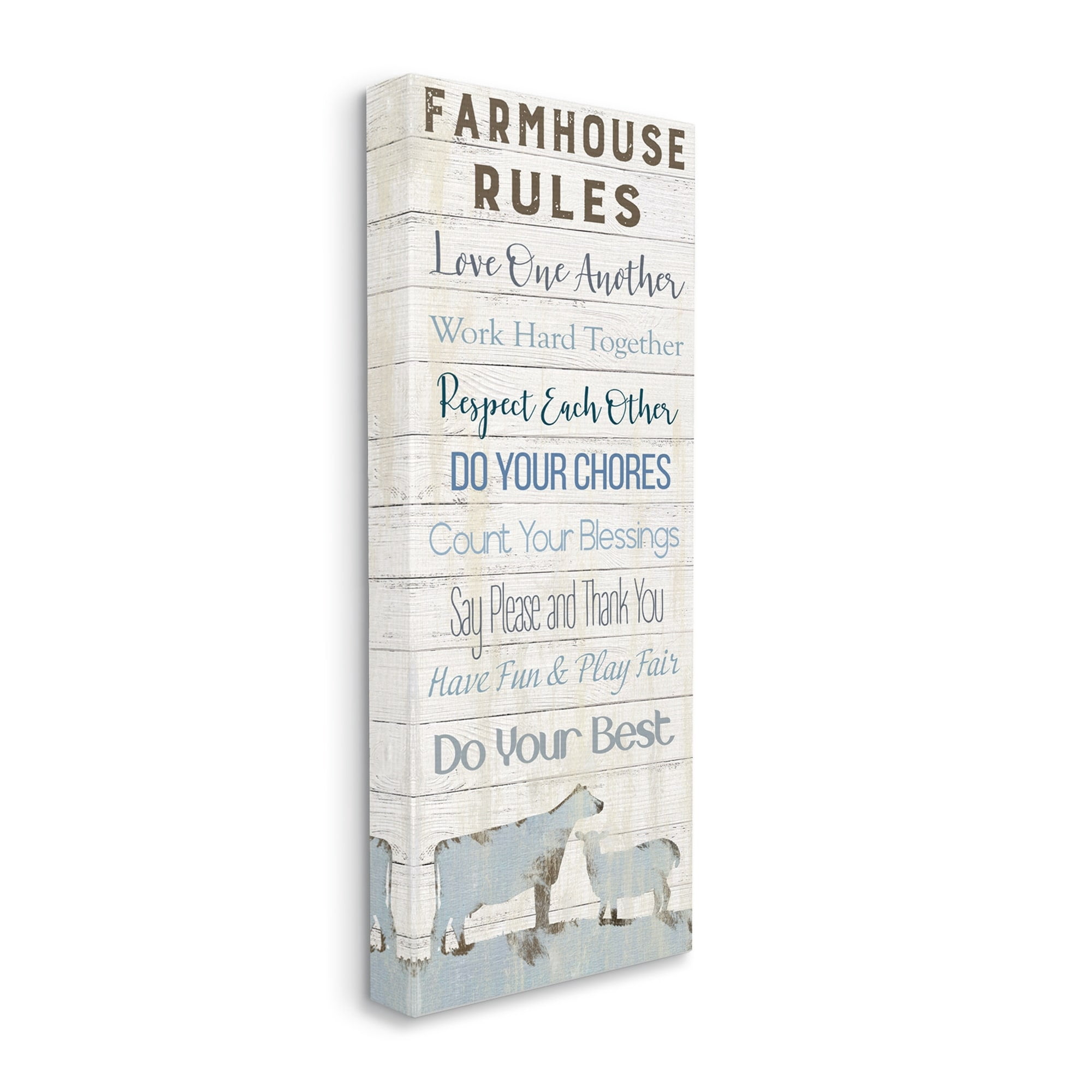 Stupell Industries Farmhouse Rules Heartening Planked List Country Animals Graphic Art Gallery Wrapped Canvas Print Wall Art, Design by Carol Robinson