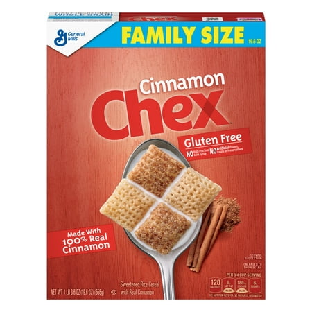 (2 Pack) Cinnamon Chex Family Size Breakfast Cereal, 19.6 oz (Top Ten Best Cereals)