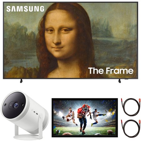 Samsung QN75LS03BA 75 inch The Frame QLED 4K UHD Quantum HDR Smart TV (2022) Bundle with Samsung The Freestyle Projector, 2 Deco Gear HDMI Cables and 120" Screen
