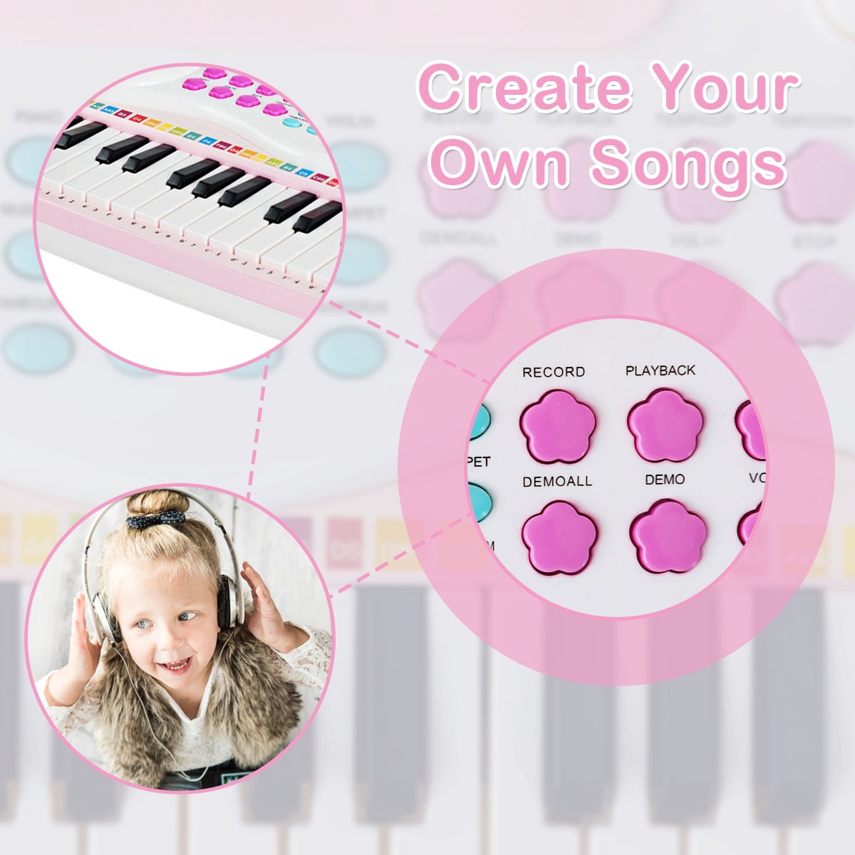 Costway 37-Key Toy Keyboard Piano Electronic Musical Instrument Pink