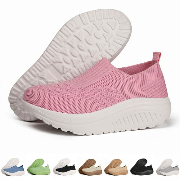 Pandaie Platform Loafers for Women Comfortable Slip on Casual Shoes Thick Bottom Lightweight Work Walking Running Shoes Beige 7.5
