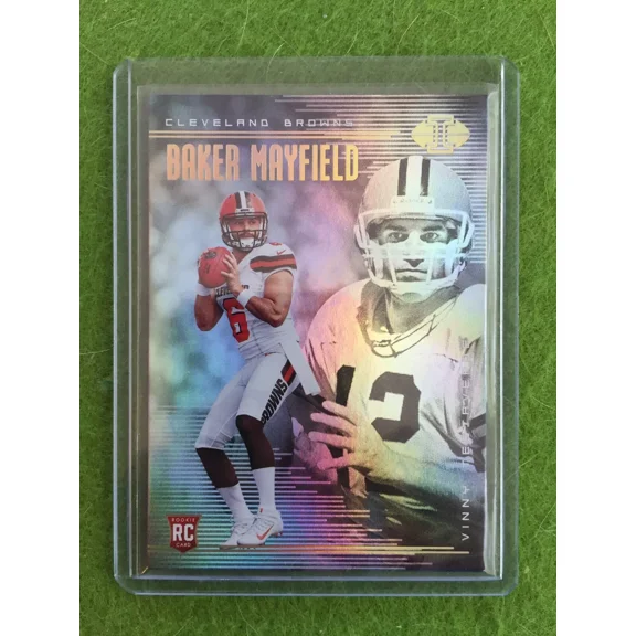 BAKER MAYFIELD ROOKIE CARD VINNY TESTAVERDE RC PRIZM REFRACTOR 2018 Illusions #2