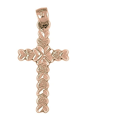 14K Rose Gold Cross Pendant - 34 mm