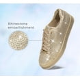 thumbnail image 3 of LUCKY STEP Rhinestone Fashion Glitter Sneakers Shiny Platform Shoes,Gold Rhinestone,Womens, 3 of 12