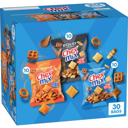 Chex Mix Snack Mix, Variety Pack, Snacks Bags, 52.5 oz, 30 Count