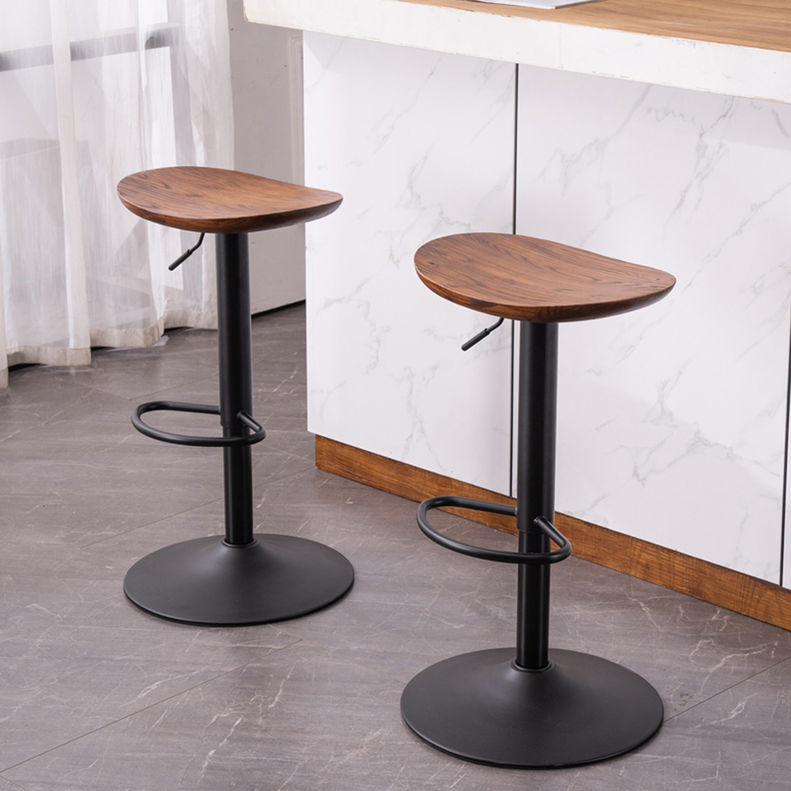 Kidol & Shellder Wooden Bar Stools Kitchen Counter Swivel Height