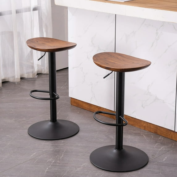 Kidol & Shellder Wooden Bar Stools Kitchen Counter Swivel Height Barstools Chair Set of 2, Walnut