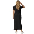 thumbnail image 5 of Lutiedan Womens 2 Piece Long Skirt Sets V Neck Short Sleeve Tops and Side Slit Stretchy Drawstring Skirt Set Summer Casual Vacation Outfits, 5 of 6