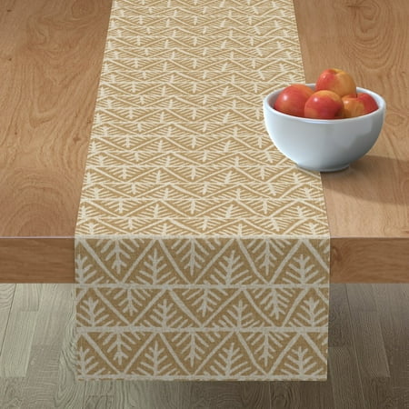 

Cotton Sateen Table Runner 108 - Mudcloth Sand Tan Boho Antique Geo Africa Inspired Modern Print Custom Table Linens by Spoonflower