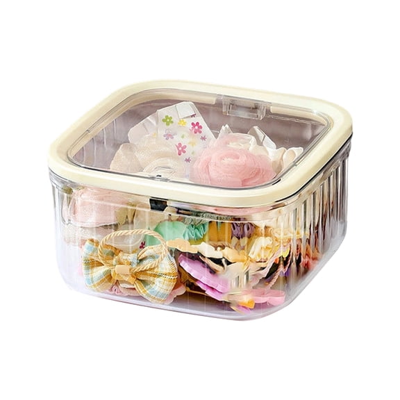 Hair Accessory Storage Box with Flip Top Lid Clear Plastic Organizer Case for Clips Bows Ties Bands and Small